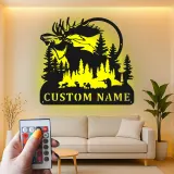 Personalized Moose Metal Sign | LED Backlit Wall Art for Cabin & Lodge Decor | Custom Hunter Name Plaque
