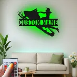 Personalisierte LED-Beleuchtung Metall-Wandkunst für Schneemobilfahrer – Geschenk für Schneemobil-Enthusiasten, Garage oder Hüttendekoration