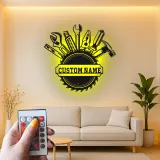 Décoration murale en métal LED personnalisée pour bricoleur - Cadeau pour garage et atelier