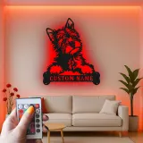 Décoration murale en métal personnalisée avec chien terrier et rétroéclairage LED - Cadeau pour amoureux des animaux