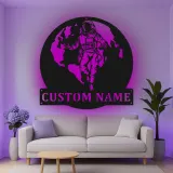 Décoration murale en métal avec rétroéclairage d'astronaute - Cadeau pour amoureux de l'espace, décoration de chambre ou de bureau