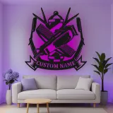 Custom Barber Tools Led Light Metal Wall Art Personalized Gift for Barbers Barber Shop Decor