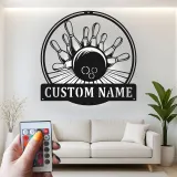 Insegna in metallo LED personalizzata con birilli e palla da bowling - Regalo per appassionati di bowling e decorazione per sala giochi