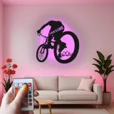 Insegna in Metallo per Mountain Biker Personalizzata | Arte da Parete LED per Ciclisti | Regalo per MTB e Decorazione Garage