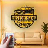 Personalisierte LED-beleuchtete Metall-Wandkunst für die Garage – Geschenk für Autofans, Garagen-Dekoschild