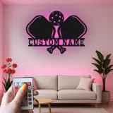 Personalized Pickleball LED Metal Sign | Custom Name Wall Art | Game Room Decor & Sports Bar Signage Gift for Player