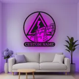 Décoration murale en métal personnalisée Electric Power Line avec rétroéclairage, cadeau unique pour ingénieurs