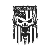 Insegna in metallo personalizzata con teschio di cervo e bandiera americana luce LED regalo per lui decorazione rustica per man cave