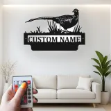 Arte in Metallo Pheasant con LED | Regalo Personalizzato per Cacciatori | Insegna con Nome Personalizzato per Cabin e Lodge | Silhouette di Uccello Anatra