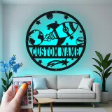 Panneau Personnalisé Fusée | Décoration Murale en Métal LED pour Chambre d'Enfant | Décor de Nurserie avec Nom Personnalisé | Panneau Lumineux Espace