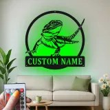 Insegna in metallo personalizzata con luci LED a forma di drago barbuto - Regalo per amanti dei rettili - Decorazione per camera da letto o soggiorno 1