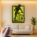 Custom Cyclist Led Light Metal Wall Art Personalized Gift for Biking Enthusiasts Garage or Man Cave Decor