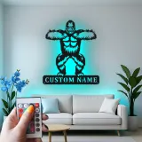 Personalisiertes Gorilla-Metallschild | Individuelle LED-Wandkunst | Man Cave Dekor & Geschenk für Tierliebhaber | Gym Namensschild