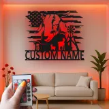 Enseigne métallique personnalisée de chèvre avec LED | Art mural personnalisé de maison de campagne | Décor de ranch avec drapeau américain pour agriculteurs