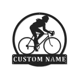 Custom Cyclist Led Light Metal Wall Art Personalized Gift for Biking Enthusiasts Garage or Home Gym Decor