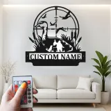 Personalisierte LED-Metall-Wandkunst mit Entenjagd – Geschenk für Jäger, Deko für Männerhöhle oder Ferienhaus