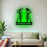 Insegna in metallo personalizzata coppia di motociclisti con luce LED regalo unico per motociclisti, decorazione per garage o man cave
