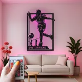 Custom Bowling Player Led Light Metal Wall Art Personalized Gift for Bowlers Game Room Sports Decor