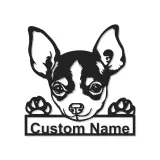 Décoration murale en métal personnalisée Chihuahua avec Rétroéclairage - Cadeau pour Amateurs de Chiens - Décor de Salon