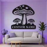 Psychedelisches Pilz-Trio LED-Schild | Personalisiertes Metallschild | Vintage Pilz-Dekor für das Schlafzimmer | Geschenk für Naturfreunde