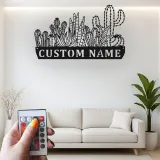 Insegna in metallo personalizzata con cactus succulento e luce LED, regalo per amanti delle piante, decorazione per soggiorno in stile deserto