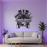 Personalisierte Auto Maler LED Schild | Metall Garage Wandkunst | Geschenk für Mechaniker | Spraydose & Gasmasken Dekor