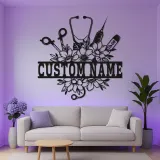 Personalisierte Krankenschwester-Schild mit LED-Licht | Metall-Wandkunst | Florales Stethoskop-Dekor für Klinik & Büro | Geschenk für Pflegekräfte