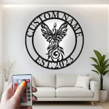 Phoenix LED Metal Wall Art | Custom Name Sign, Art Deco Inspired | Personalized Office & Home Decor Gift