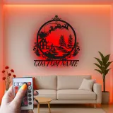 Custom Santa Sleigh Led Light Metal Wall Art Christmas Gift for Families Festive Living Room Decor