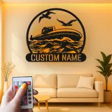 Personalisierte U-Boot Metall Schild | LED Nautische Wandkunst | Individuelles Navy Veteran Geschenk | Maritime Dekoration