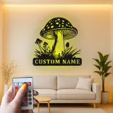 Personalisierte Pilz-Metallschild | LED Fungi Wandkunst | Vintage Wald Dekor für Naturliebhaber | Geschenk für Büro & Zuhause