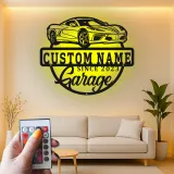 Custom Sports Car Led Light Metal Wall Art Personalized Garage Gift for Car Enthusiasts Man Cave Decor 2