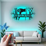 Custom LED Hair Salon Sign | Personalized Metal Wall Art for Stylists | Beauty & Barber Shop Decor