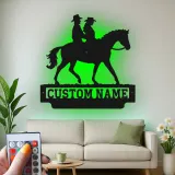 Custom Couple Horseback Riding Sign | LED Metal Wall Art for Home | Personalized Western Decor Gift for Equestrians