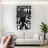 Custom Bigfoot American Flag Led Light Metal Wall Art Unique Gift for Outdoor Enthusiasts Rustic Cabin Decor