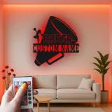 Custom Cheerleader Megaphone Led Light Metal Wall Art Cheer Gift for Teen Girls Bedroom Sports Decor