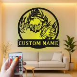 Cartel de metal personalizado con luz LED de águila americana y fútbol, regalo personalizado para aficionados al fútbol, decoración de man cave