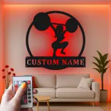 Insegna in metallo LED personalizzata per sollevatori di pesi, regalo decorativo per palestra domestica, insegna da palestra