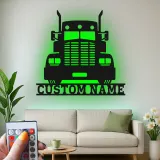 Cartel de Metal de Camión Semi Personalizado | Arte de Pared LED Personalizado para Camioneros | Decoración de Garaje de Gran Camión Regalo para Él