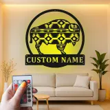 Insegna in metallo LED personalizzata con bufalo, regalo per amanti della natura, decorazione rustica per casa