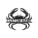 Cartel de metal personalizado de cangrejo con luz LED, regalo de casa de playa costero, decoración para amantes del océano