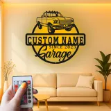 Décoration murale en métal personnalisée camionnette avec rétroéclairage LED - Cadeau de garage pour lui, décoration de man cave