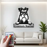Insegna Personalizzata per Schnauzer | Arte in Metallo LED | Decorazione per Ritratto di Animali | Regalo per Amanti dei Cani
