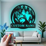 Décoration murale en métal personnalisée avec lumière LED de meute de loups