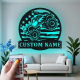 Panneau LED Personnalisé Monster Truck | Décoration Murale en Métal pour Garage ou Chambre de Garçon | Cadeau Décor Off-Road pour Lui