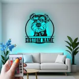 Arte de Metal LED de Schnauzer Personalizado | Decoración de Pared de Retrato de Mascota Personalizada | Regalo Único para Amantes de los Perros | Acento Moderno para el Hogar