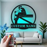 Personalisierte Eisenarbeiter LED Schild | Individuelles Metallschild | Stahlarbeiter Namensschild für Werkstatt & Garage | Geschenk für Ihn