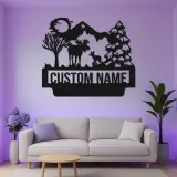 Personalized Moose Metal Wall Art | LED Wildlife Scene | Custom Family Name Sign for Cabin, Lodge & Rustic Home Decor