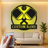 Personalisierte Pickleball Schläger-Kunst | Maßgeschneiderte Metall LED-Schild | Spielzimmer Deko | Sportliebhaber Geschenk