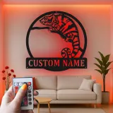 Cartel de metal LED personalizado de camaleón, regalo único para amantes de los reptiles, decoración de dormitorio o salón